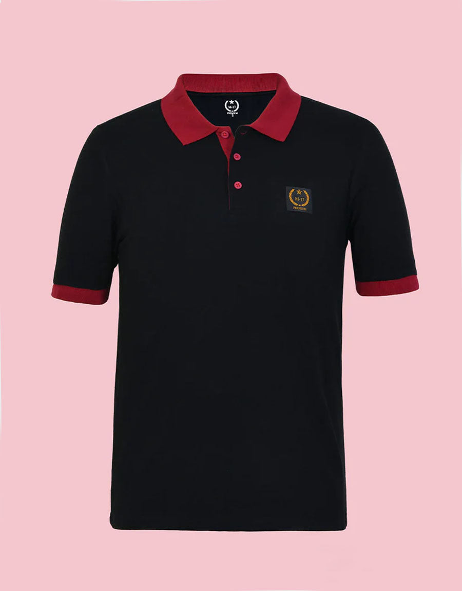 Polo shirt outlet maroon and black