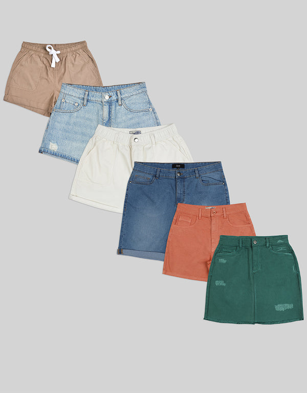 Ladies Denim Shorts Assorted Color