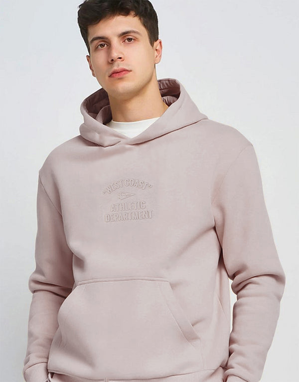 Men's emboss Printed Pullover Hoodie Stone