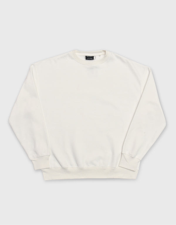 Men's Crew Neck  Long Sleeve Basic Sweatshirt-White