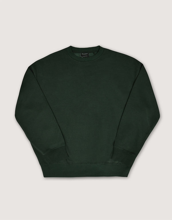 Men's Crew Neck  Long Sleeve Basic Sweatshirt-Green