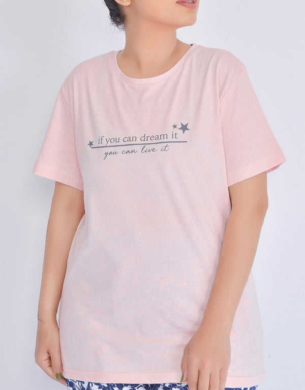 if you can denim it Printed Ladies T-Shirt - Pink