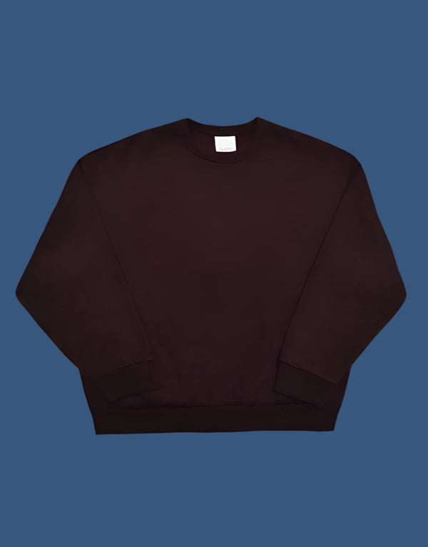 Men's Crew Neck  Long Sleeve Basic Sweatshirt-Maroon