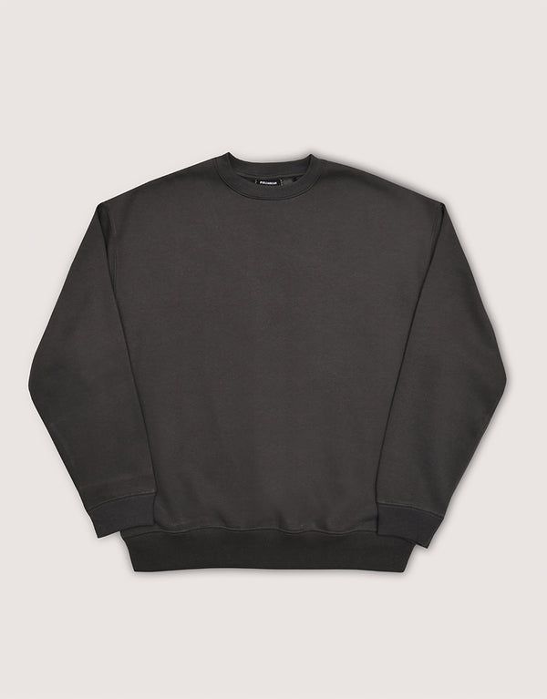 Men's Crew Neck  Long Sleeve Basic Sweatshirt-Dark Grey