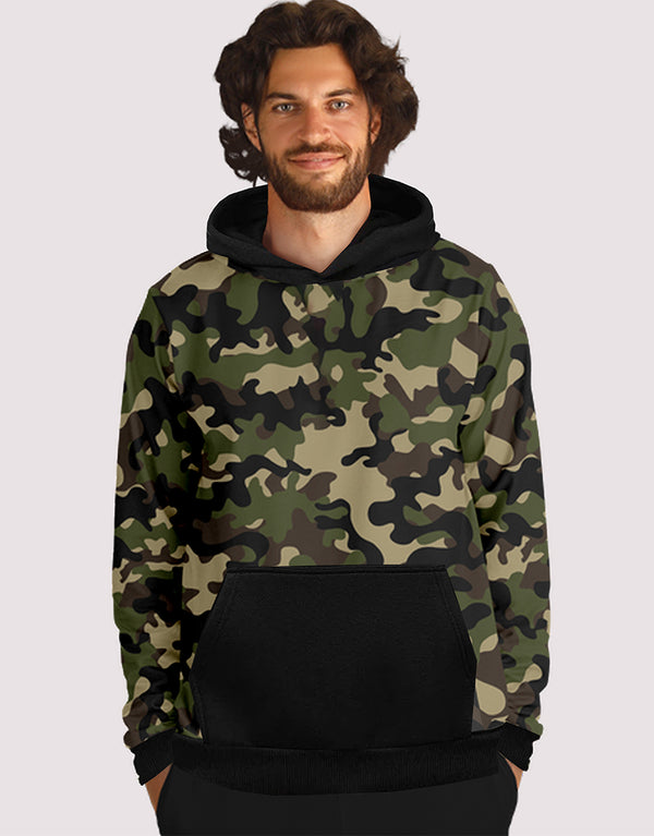 Men's Fleece Hoodie-Green Camo