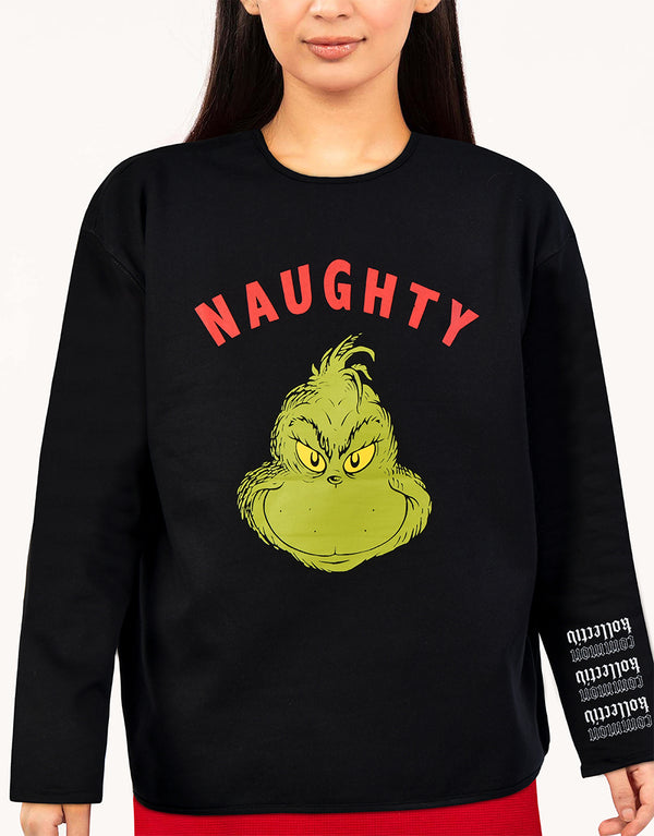 Ladies Naughty Printed Sweat Shirt Black