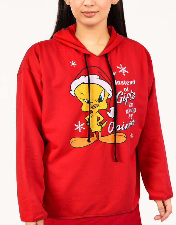 Ladies Tweety Printed Hood Red