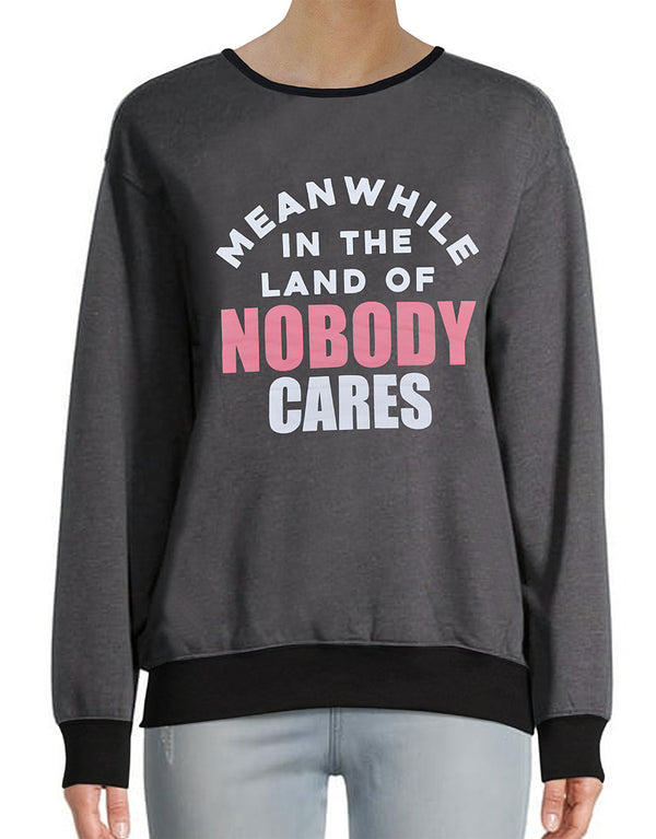 Ladies Nobody Printed Sweat Shirt Charcoal