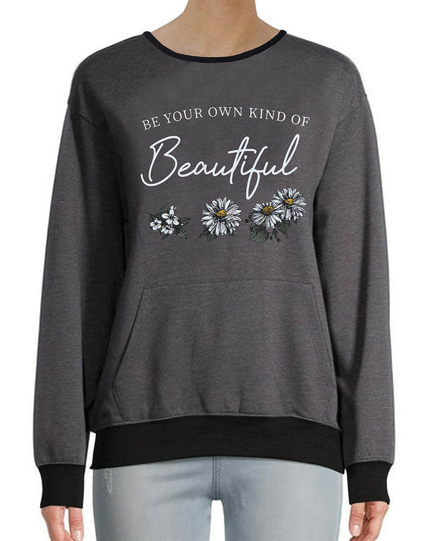 Ladies Printed Sweat Shirt Charcoal