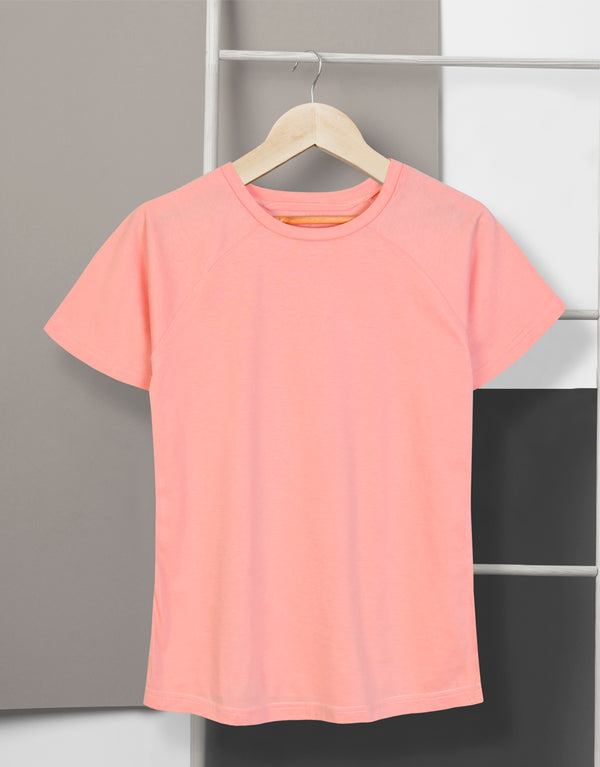 Women's Crew Neck Plain Tee Shirt - Pink
