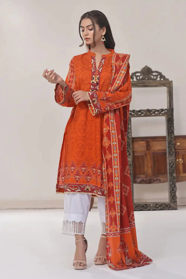 2PC Unstitched Printed Lawn Shirt and Dupatta KSD-2475 Printed KHAS STORES