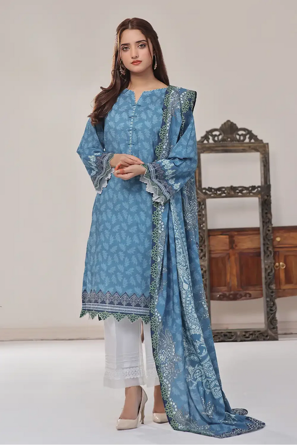 2PC Unstitched Printed Lawn Shirt and Dupatta KSD-2476 Printed KHAS STORES