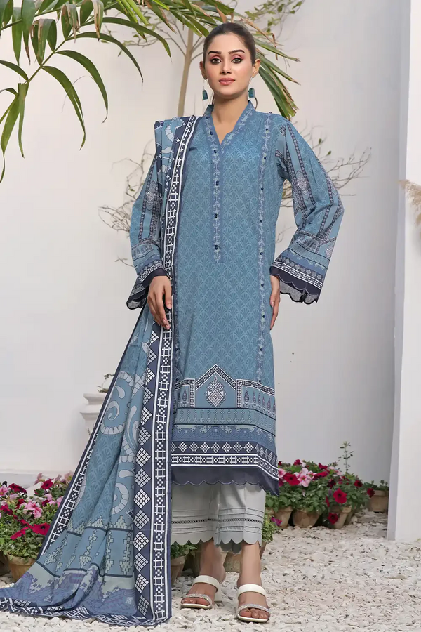 2PC Unstitched Printed Lawn Shirt and Dupatta KSD-2479 Printed KHAS STORES