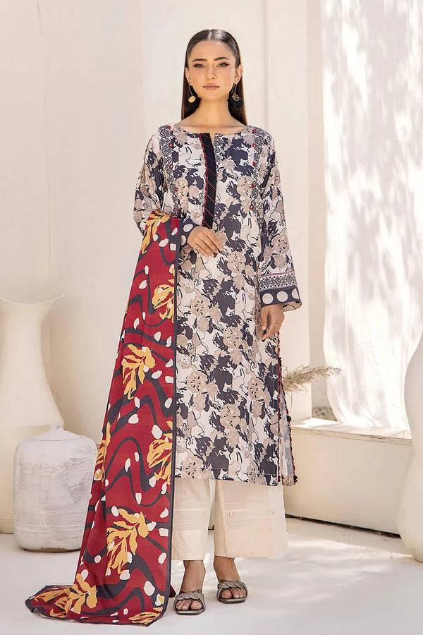 2PC Unstitched Printed Lawn Shirt and Dupatta KSD-2480 Printed KHAS STORES