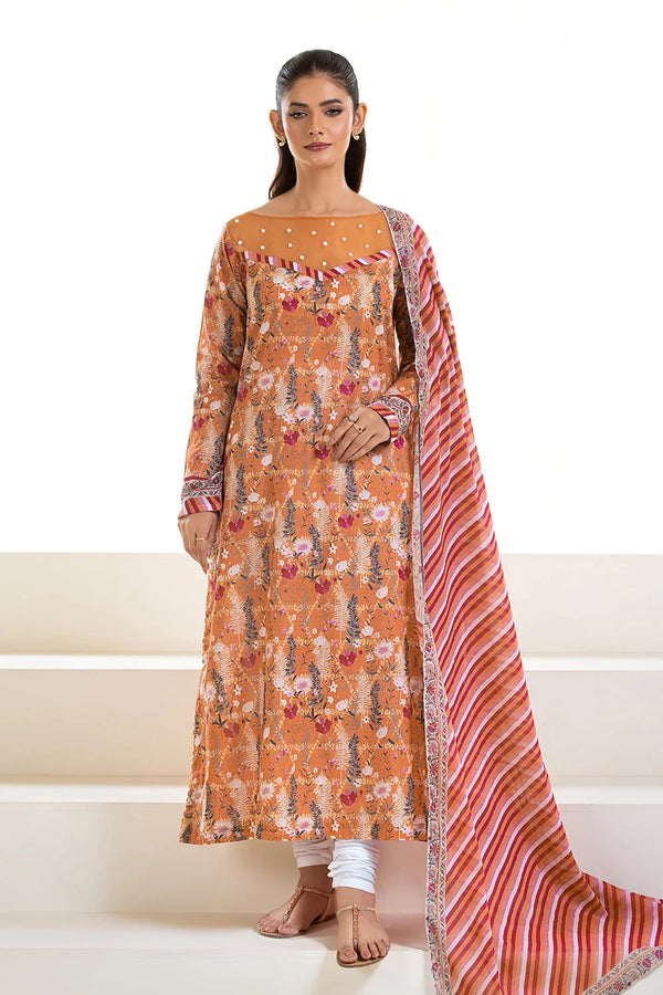 2PC Unstitched Printed Lawn Shirt and Dupatta KSD-2628 Printed KHAS STORES