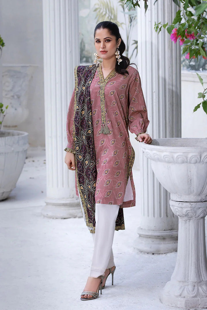 2PC Unstitched Printed Lawn Shirt and Dupatta KSD-2653 Printed KHAS STORES