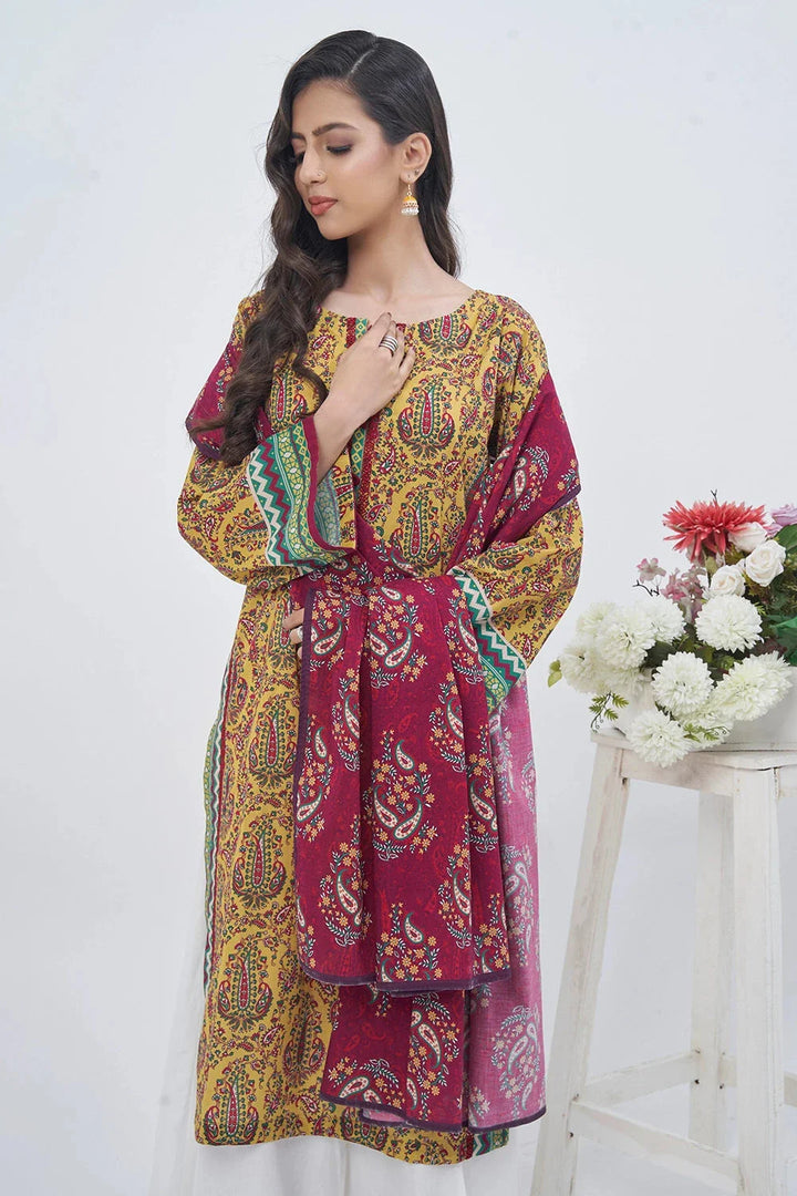 2PC Unstitched Printed Lawn Shirt and Dupatta KSD-3208 Printed KHAS STORES 