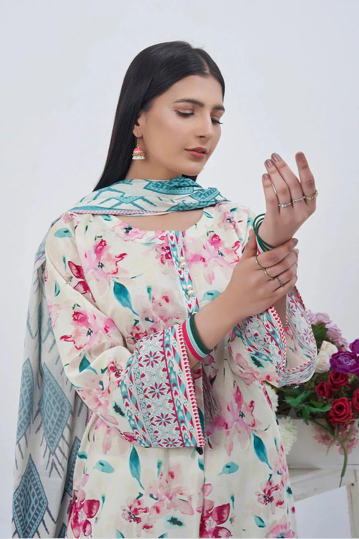 2PC Unstitched Printed Lawn Shirt and Dupatta KSD-3217 Printed KHAS STORES 