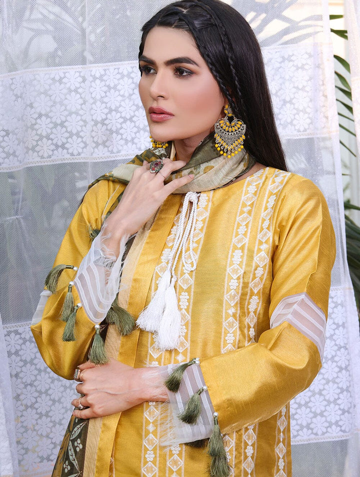 3 Piece Unstitched Faux Silk Suit KFSE-1528 Dresses KHAS STORES 