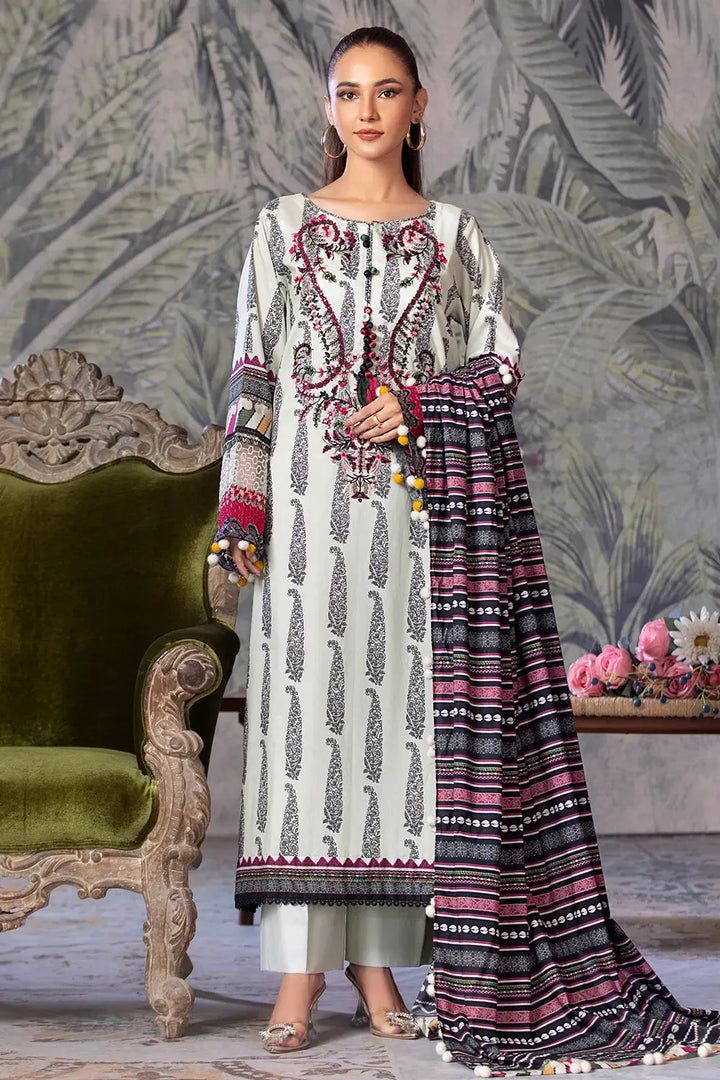 3PC Embroidered Unstitched Cambric Suit KCCE-2847 Embroidered KHAS STORES