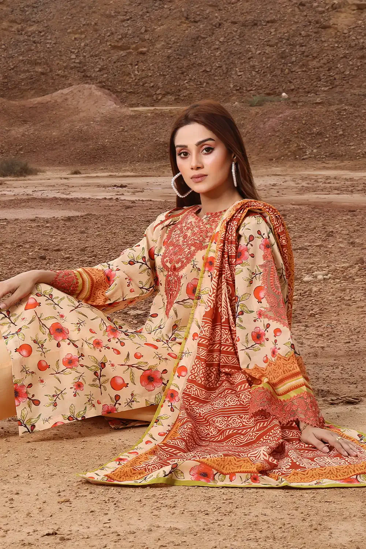 3PC Embroidered Unstitched Lawn Suit KL-2439 Embroidered KHAS STORES