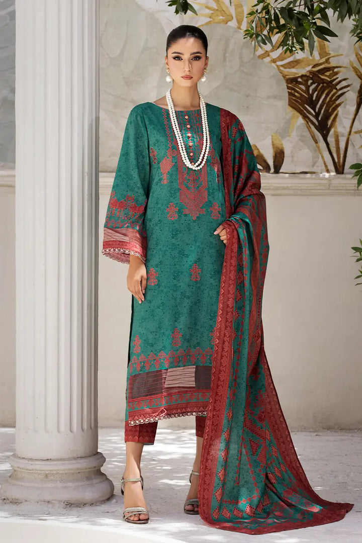 3PC Embroidered Unstitched Lawn Suit KL-2606 Embroidered KHAS STORES 