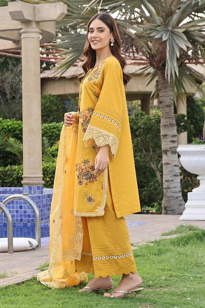 3PC Embroidered Unstitched Lawn Suit KOE-2574 Embroidered KHAS STORES