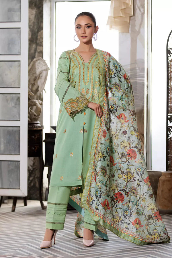 3PC Embroidered Unstitched Lawn Suit KOE-2664 Embroidered KHAS STORES