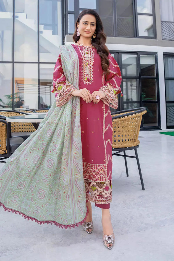 3PC Embroidered Unstitched Lawn Suit KSE-2625 Embroidered KHAS STORES