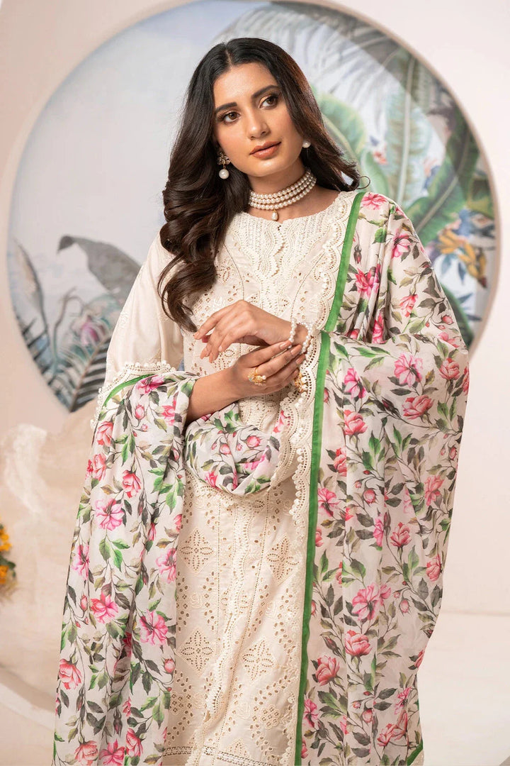 3PC Embroidered Unstitched Schiffli Lawn Suit KSE-2776 Embroidered KHAS STORES 