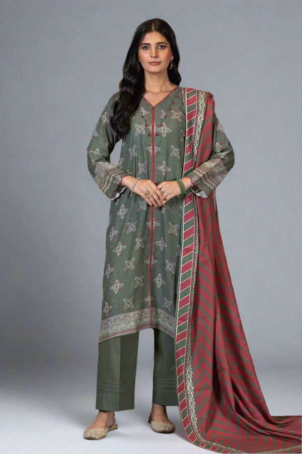 3PC Printed Unstitched Karandi Suit KKR-2943 Printed KHAS STORES 