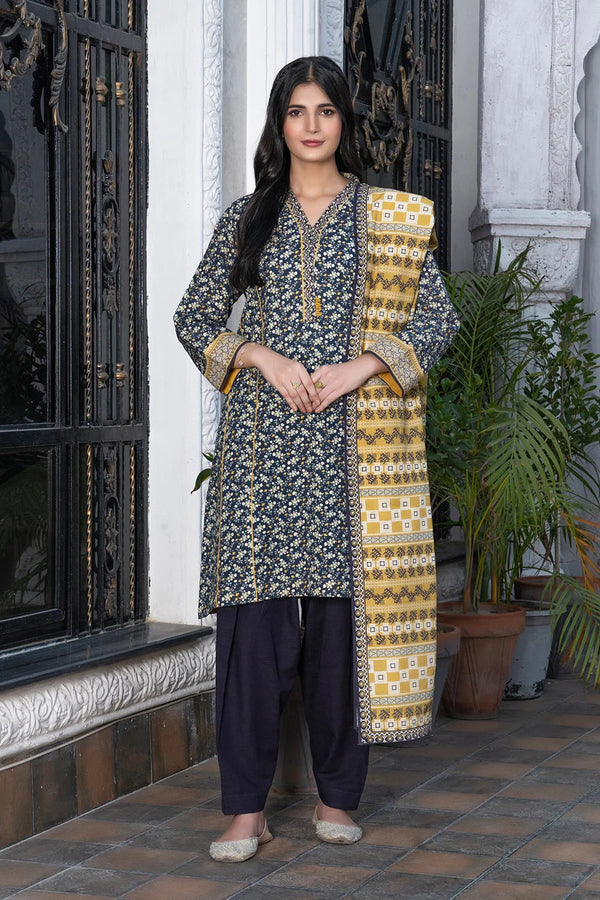 3PC Printed Unstitched Khaddar Suit KKH-3006 Printed KHAS STORES 