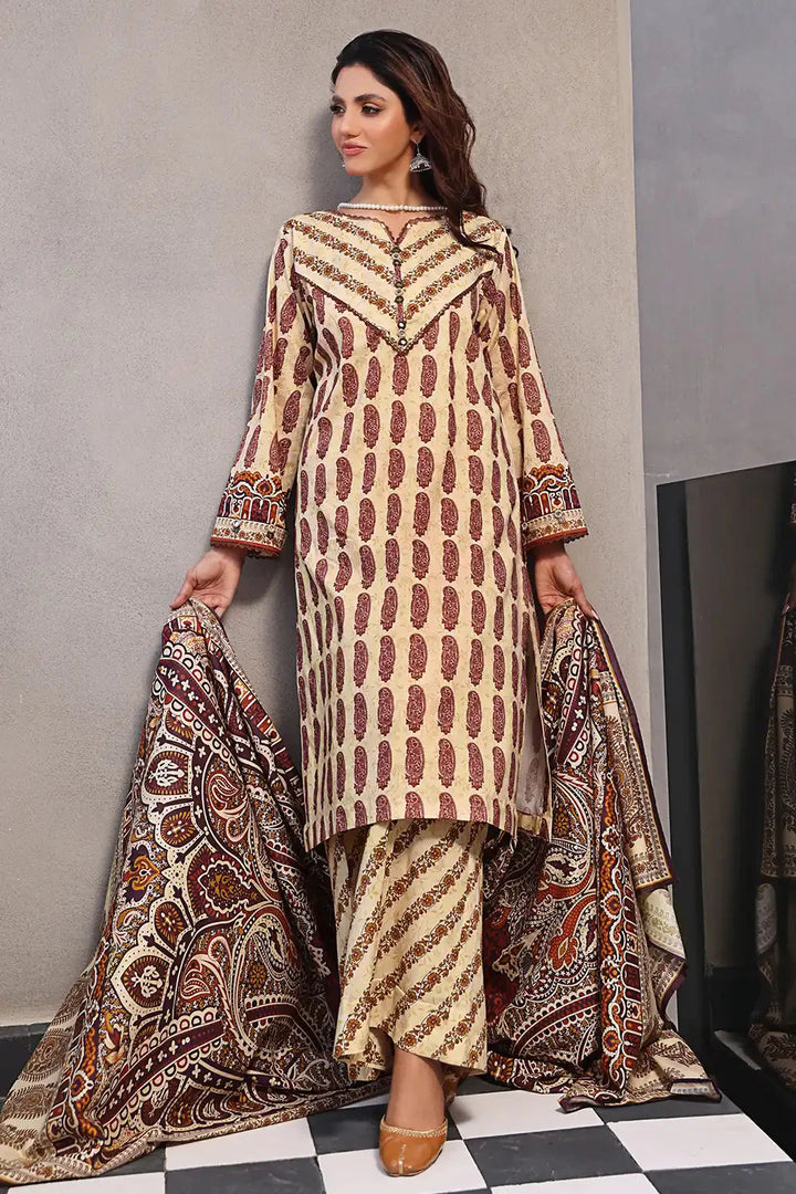 3PC Printed Unstitched Lawn Suit KLA-2383 Printed KHAS STORES