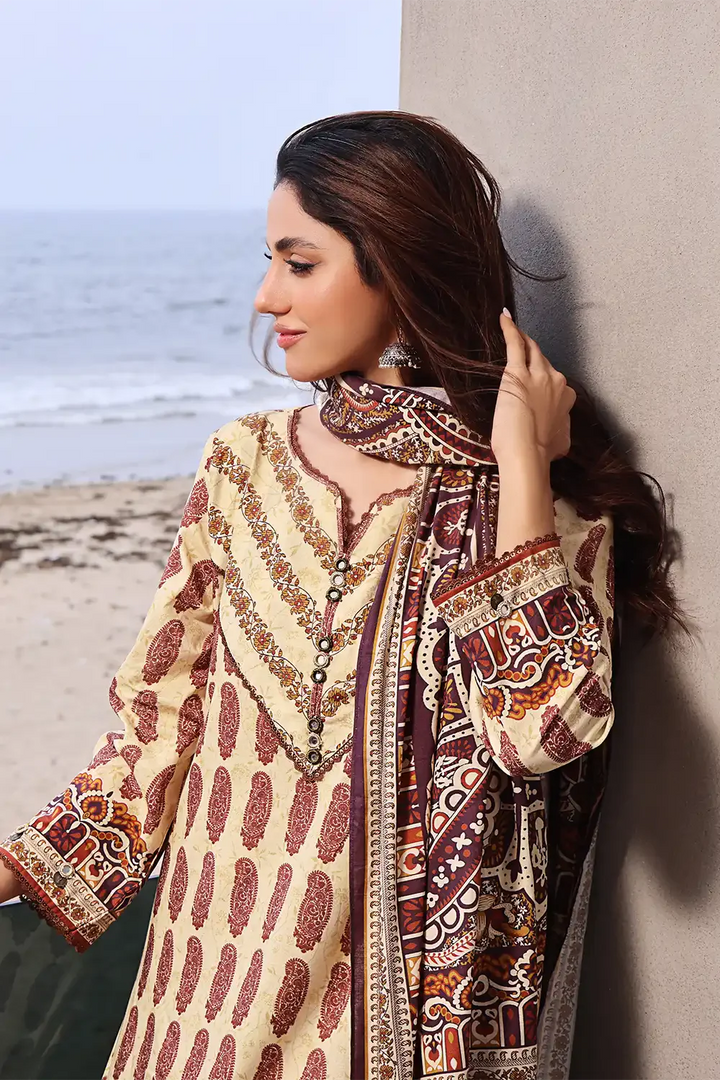 3PC Printed Unstitched Lawn Suit KLA-2383 Printed KHAS STORES