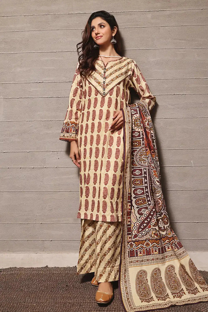 3PC Printed Unstitched Lawn Suit KLA-2383 Printed KHAS STORES