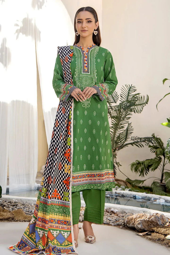 3PC Printed Unstitched Lawn Suit KLA-2412 Printed KHAS STORES