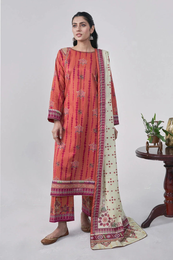 3PC Printed Unstitched Lawn Suit KLA-3086 Printed KHAS STORES 