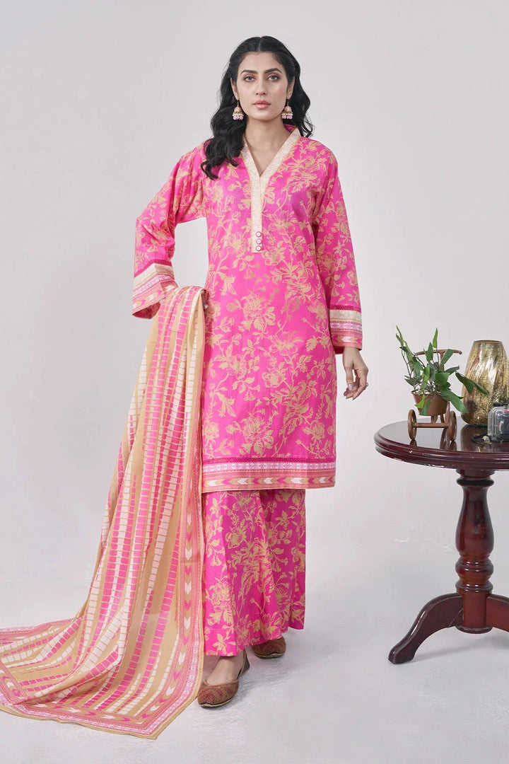 3PC Printed Unstitched Lawn Suit KLA-3087 Printed KHAS STORES 