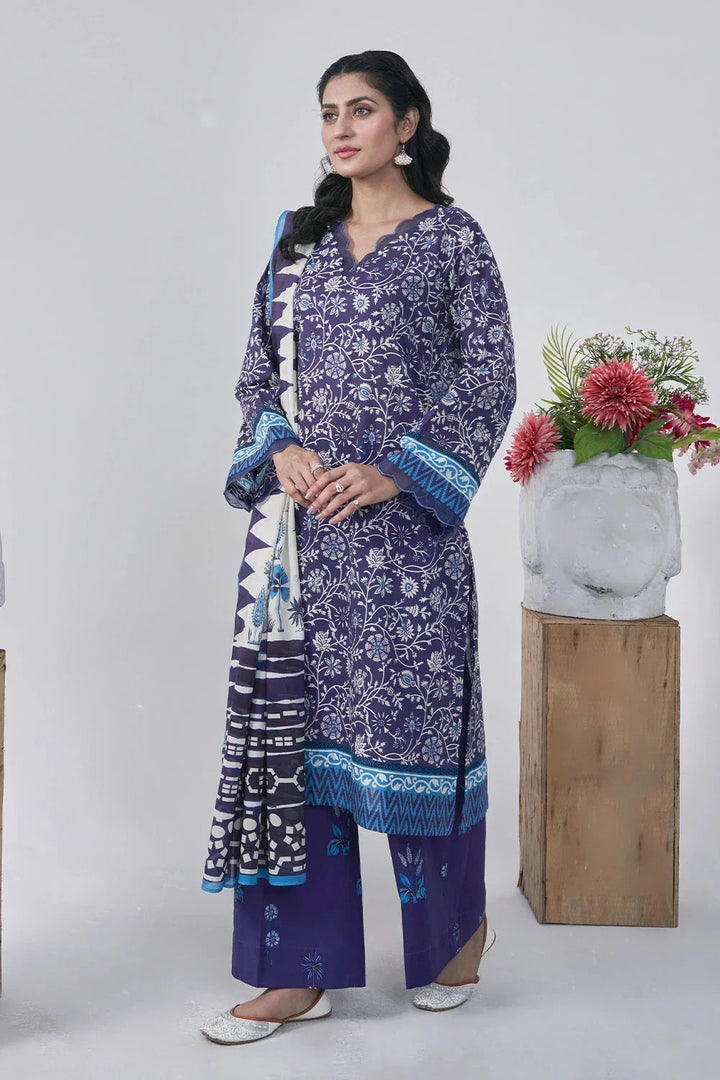 3PC Printed Unstitched Lawn Suit KLA-3089 Printed KHAS STORES 