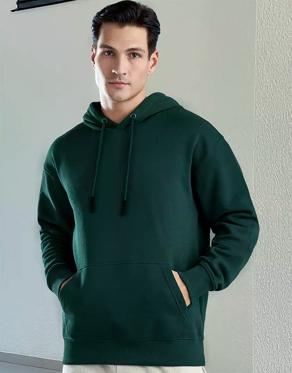 Men Pullover Fleece Hoodie in Green color