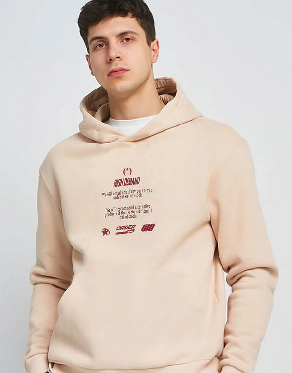 Men's High Demand Printed Pullover Hoodie Skin Color