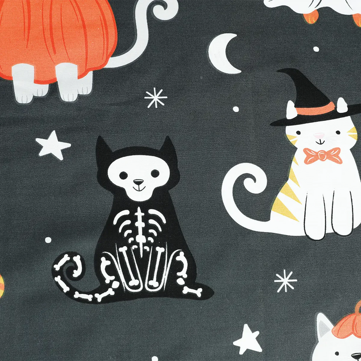 BED SHEET MOONLIT FELINE & BAT - KING Printed Range 144 TC HOMBEDROO