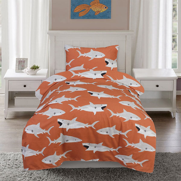 BED SHEET SHARK - Single Printed Range 144 TC HOMBEDROO