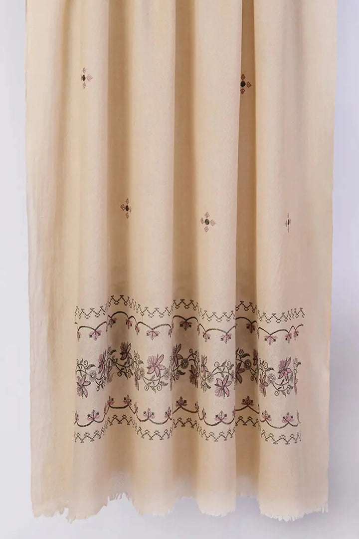 Embroidered Shawl-1 Beige Apparel & Accessories KHAS STORES 