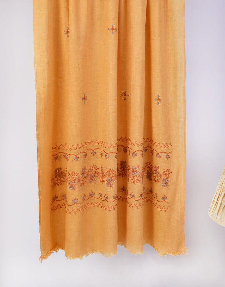 Embroidered Shawl-1 Mustard Apparel & Accessories KHAS STORES 