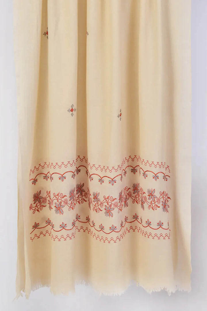 Embroidered Shawl-1 Off White Apparel & Accessories KHAS STORES 