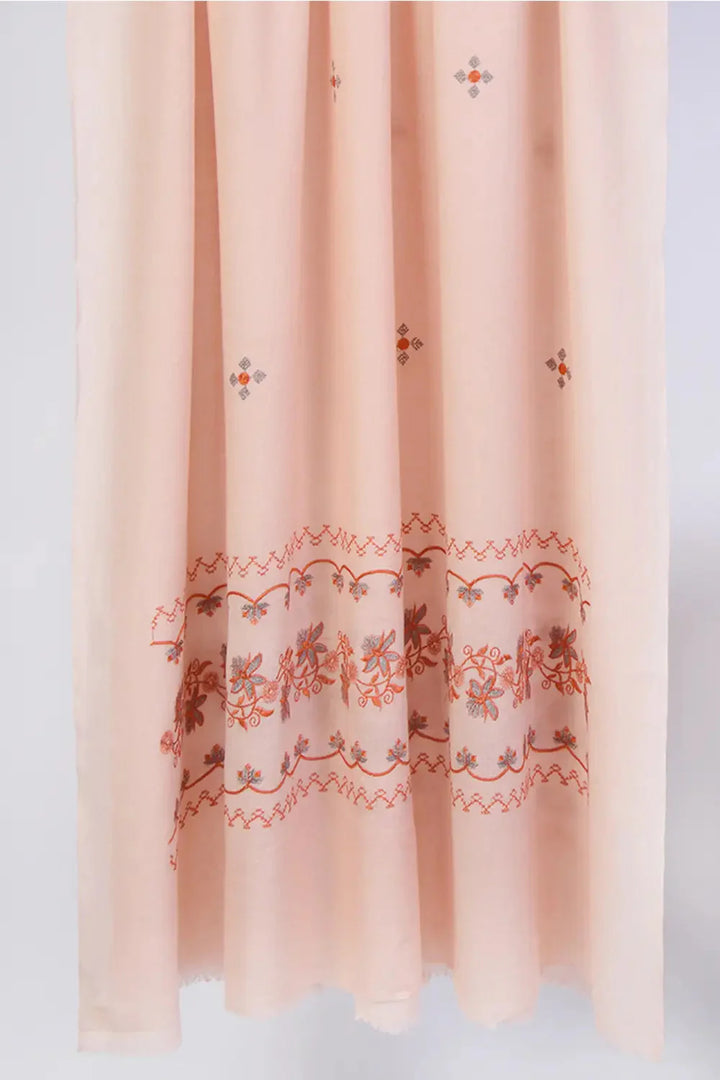 Embroidered Shawl-1 Peach Apparel & Accessories KHAS STORES 