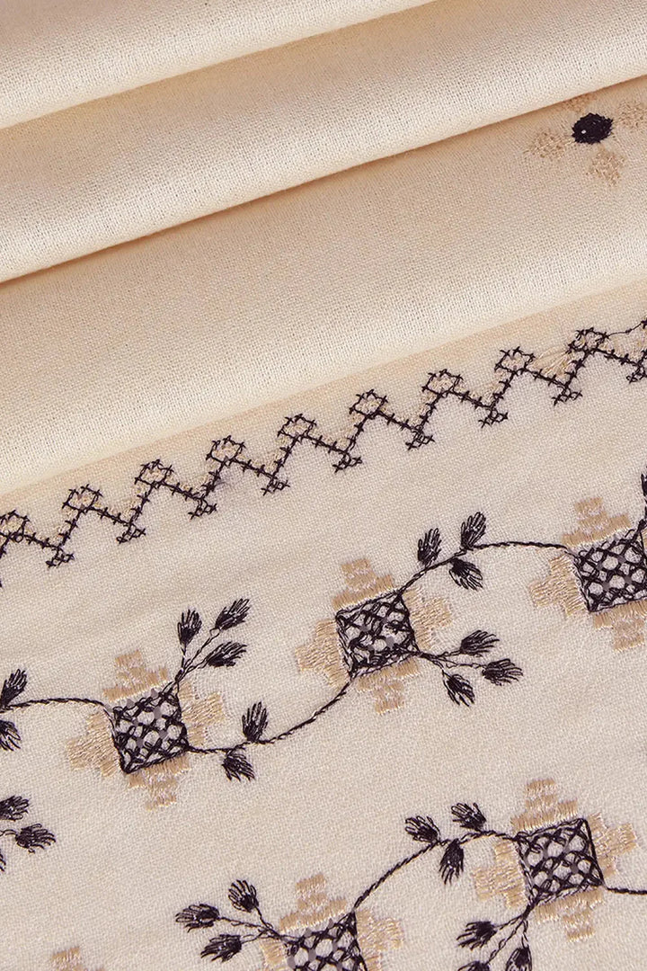 Embroidered Shawl-10 Beige Apparel & Accessories KHAS STORES 