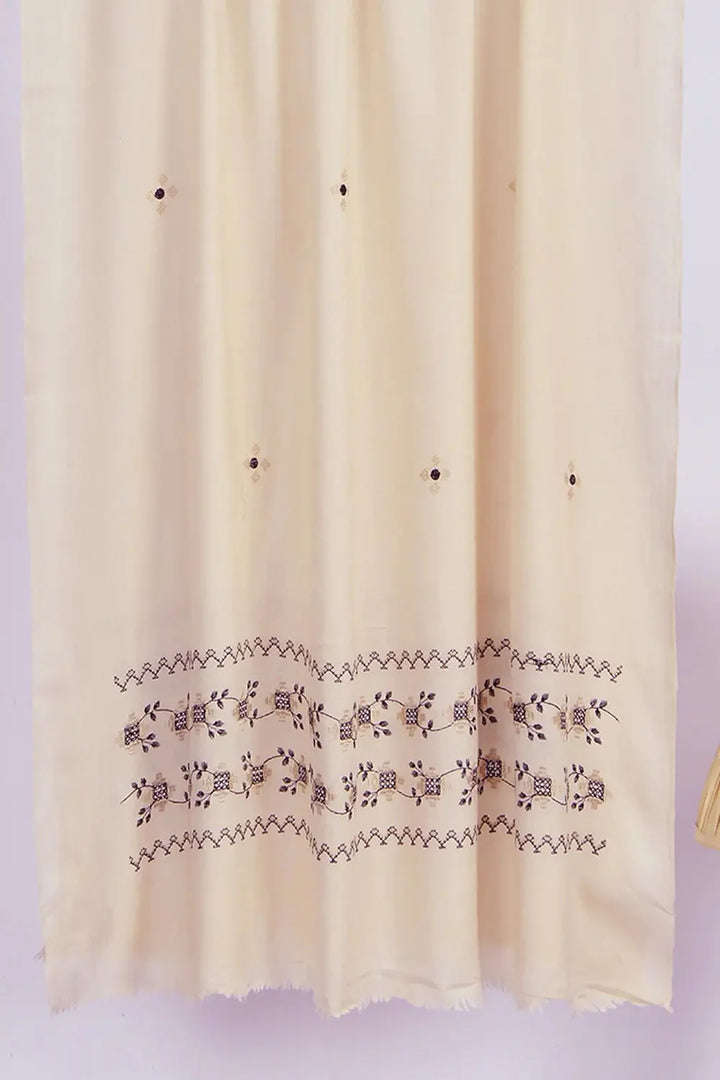 Embroidered Shawl-10 Beige Apparel & Accessories KHAS STORES 