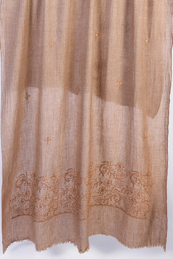 Embroidered Shawl-6 Beige Apparel & Accessories KHAS STORES 